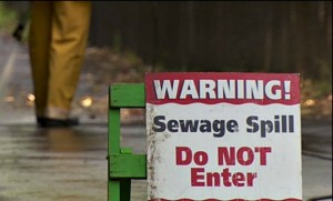 Warning Sewage Spill